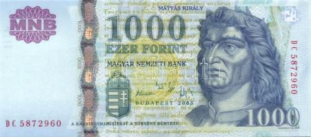 2005. 1000Ft "DC" (5x) egymás utáni sorszámmal T:I