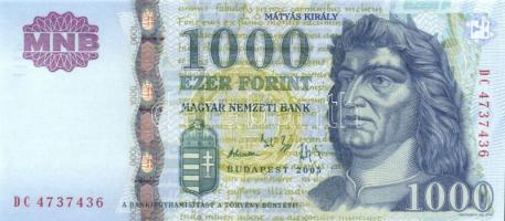 2005. 1000Ft "DC" (4x) egymás utáni sorszámmal T:I