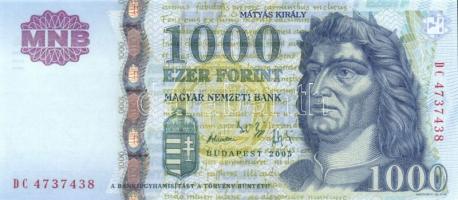 2005. 1000Ft "DC" (4x) egymás utáni sorszámmal T:I