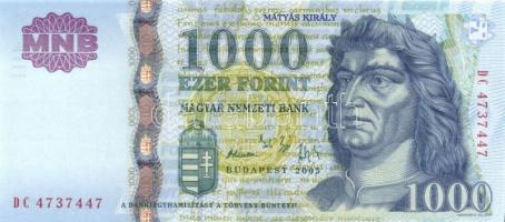 2005. 1000Ft "DC" (3x) egymás utáni sorszámmal T:I