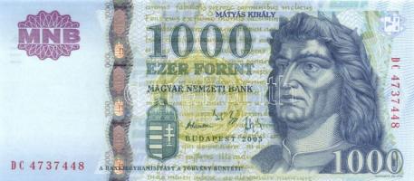 2005. 1000Ft "DC" (3x) egymás utáni sorszámmal T:I