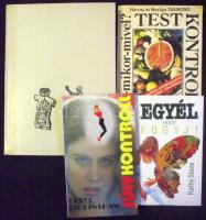 4 db klf fogyókúrás szakácskönyv a 80-as és a 90-es évekből: Súlykontroll; Egyél, hogy fogyj!; Testkontroll; Testünk titkai