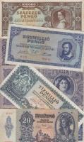 1941. 20P + 1945. 500P (2x) + 100.000P világosabb hátoldali színárnyalattal + 1.000.000P (2x) + 10.000.000P T:III+,III