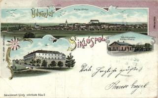 Siklós Vokány vasútállomással litho (EB)