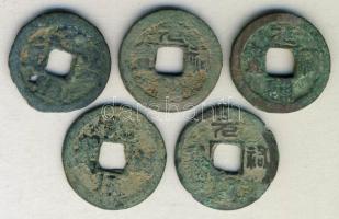 Kína Császárság / Che-Tsung (Yuan-Yu) 1086-1093. 1 Cash (5x) "Yuan-Yu / Tung-Pao" (25mm) T:3-,4