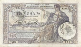 Jugoszlávia 1929. 100D "Verificato" bélyegzéssel T:III