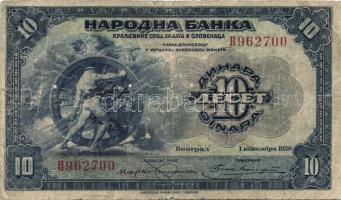 Jugoszlávia/Szerb,Horvát és Szlovén Királyság 1920. 10D T:III-