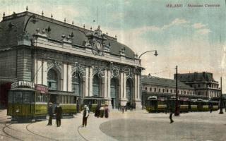Milan Central Railway Station with trams