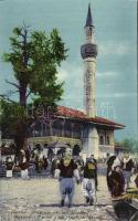Albanian street scene with mosque