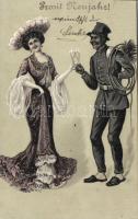 New Year, chimney sweeper litho