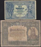 1902. 1000K függőleges "Deutschösterreich" fny-al T:III + 1919. 5K "Osztrák-Magyar Bank..." T:III- + 1920. 500K "Orell Füssli Zürich" T:IV