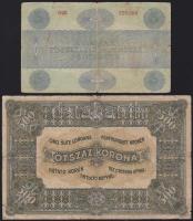 1902. 1000K függőleges "Deutschösterreich" fny-al T:III + 1919. 5K "Osztrák-Magyar Ba...