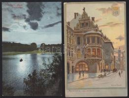 22 db jó minőségű, háború előtti európai városképes lap, túlnyomórészt megíratlan, közte szép lithok...