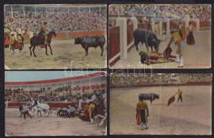 4 db háború előtti Bikaviadal képeslap / 4 Bullfighting postcards