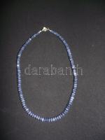 Fazettált 205 karátos zafír nyaklánc tenyészett gyönggyel díszített ezüst (Ag) szerelékkel
