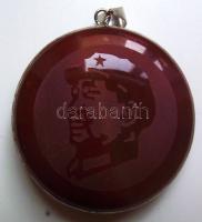 Nagyméretű karneol medál savmaratott Mao Ce Tung képpel d: 4,5cm