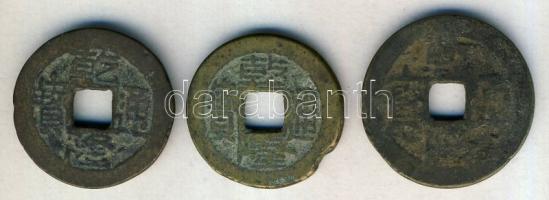 Kína Császárság / Kao-Tsung (Chien-Lung) 1736-1795. 3klf db "Chien-Lung / Tung-Pao" (24-25mm) T:3,3-