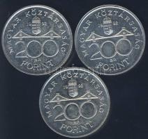 1992. 200Ft Ag "MNB" (3x) T:1-