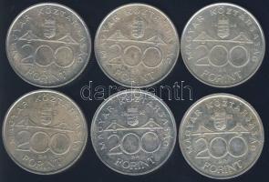 1992-94. 200Ft Ag "MNB" "Deák" (6x) T:1-/2,2,2-