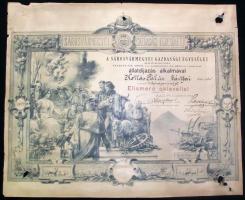 1899 Sárosvármegyei Gazdasági Egyesület díszoklevél s: Kurth Miksa (néhány lyuk) / Sáros County Bare...