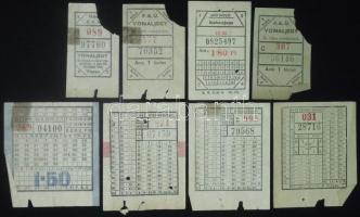 8 db villamos és autobusz jegy az 50-es évekből