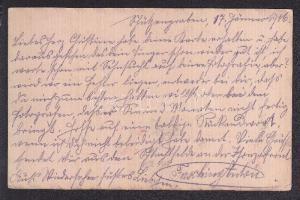 Fasching Antal földmérő mérnök saját kezű aláírása és német nyelvű üzenete tábori képeslapon