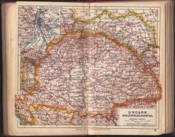 1908 G. Freytag & Berndt Világatlasz 83 db térképpel, kiadói félbőr kötésben / 1908 Freytag Worl...