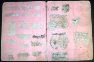 cca 1910 Házi készítésű album, kb 100 db horgolási mintával / Embroiding sample-album