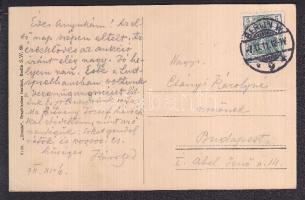 Csányi Károly építész, művészettörténész, műegyetemi tanár, művészeti író üzenete és saját kezű aláírása berlini képeslapon, feleségének címezve
