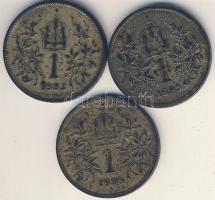 Ausztria 1893-1899. 1K Ag (3x) T:2-/3+ patina