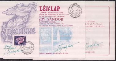 3 db klf emléklap Légrády Sándor grafikusművész aláírásával