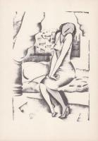 Molnár C Pál (1894-1981): Ébredés, kis szériás ofszet-karton, 21x29 cm