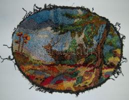 Szarvast ábrázoló ovális goblein kép keret nélkül 36x47cm