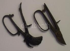 2 db régi metszőolló a XVIII-XIX. századból, Egyik összerozsdásodva