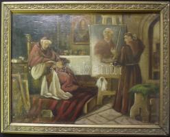 Olvashatatlan jelzéssel: Portré készítés, olaj-karton, jelzett, keretben 26x33cm