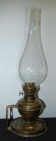 Dekoratív réz petróleum lámpa üveg búrával 34cm magas