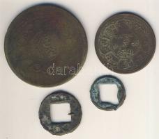 Kína Császárság 4db klf cash és shu érméje T:3,3-