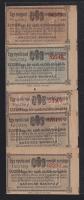 1916. "38. M.Kir. Szabadalmazott Osztálysorsjáték" 1/4 eredeti sorsjegye + 1/8 eredeti sorsjegye (4x) klf. színváltozatokban  T:vegyes