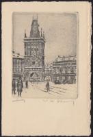 Praha Old Town etching, folding card