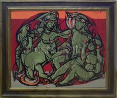 1989 Xantus Gyula (1919-1993): Hellasi emlék, akril-tus-farost, jelzett, keretben 60x50 cm