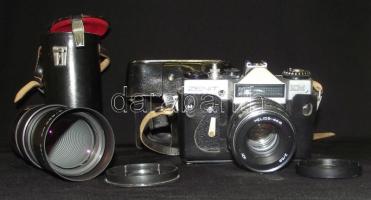 Zenit EM típusú fényképezőgép bőr tokban + Pentagon objektív