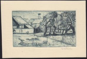 Vadász Endre (1901-1944): Ex libris rézkarc, jelzett 16x11 cm
