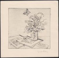 Vadász Endre (1901-1944): Ex libris rézkarc, jelzett 13x12 cm