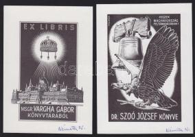 Németh Nándor (1910-1978): 2 db irredenta ex libris linómetszet, jelzett