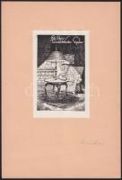 Toroczkai Oszvald (1884-1951): Ex libris fametszet-papír, jelzett 8x12 cm