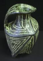 Nagyméretű dekoratív mázas kerámia kancsó (kis lepattogzás a lábán) / Ceramics pither (little faulf) 39cm