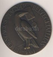 1938. "III.Országos Magyar Bélyegkiállítás" nagyalakú Br plakett szign.:Madarassy (d=60mm) T:2