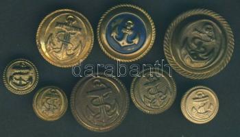 8db különféle tengerész egyenruha gomb