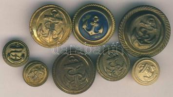 8db különféle tengerész egyenruha gomb