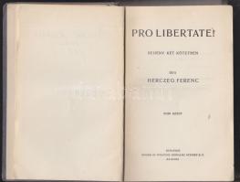 Herczeg Ferenc: Pro Libertate I. kötet dedikált!, Singer és Wolfner, kissé laza félvászon kötésben